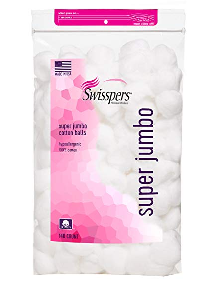 Swisspers Premium Jumbo Plus Cotton Balls, 140-Count (Pack of 18)