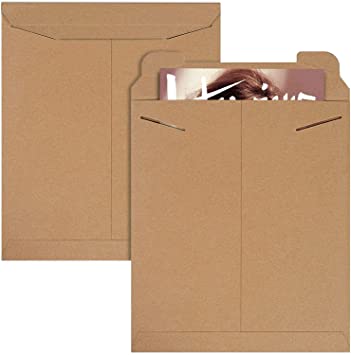 APQ Pack of 25 Tab Lock Mailers 12 3/4” x 15” Kraft Chipboard envelopes, Locking tab Closure. Rigid Paperboard mailers. No Bend documents, Photos, Diplomas. Ideal for CD, DVD, booklets, Jewelry.