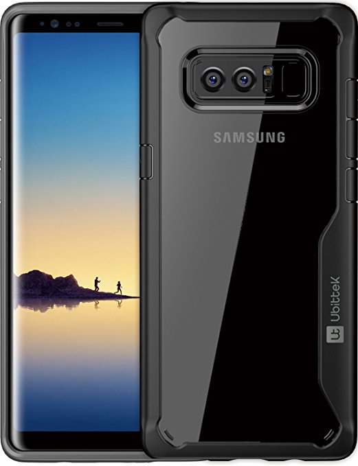 Samsung Galaxy Note8 Case, Ubittek Clear Transparent Slim Anti-Slip Anti-Scratch Cover Soft TPU Frame and Acrylic Hard Back Protective Shock absorbing Bumper Case for Galaxy Note 8 - Black Frame