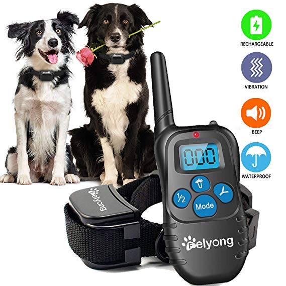 Dog Training Collar Shock Collar Dogs Rechargeable and Waterproof dog Shock Collar Remote Beep Vibration Shock Harmless Bark Collar for Small Medium Large Dog,1000ft Remote shock Electronic Collar