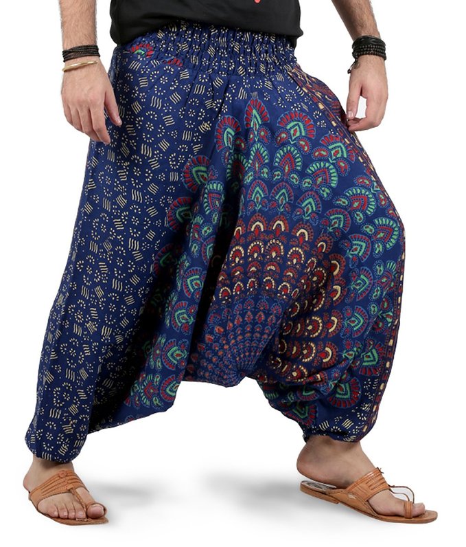 THS Mens Womens Boho Hippie Handmade Wide Leg Yoga Comfy Harem Pants - Mandala Style