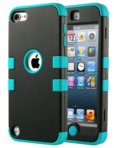 Ulak 3310130 Hybrid Silicon Hard Case Cover for iPod Touch 5 6th Generation - Black/Blue