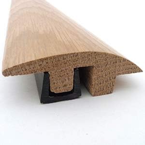 Solid Unfinished Oak Height Adjustable Semi Ramp Flooring Profile, Threshold Cover Strip, Door Bar, Suitable for 15-18mm Floors