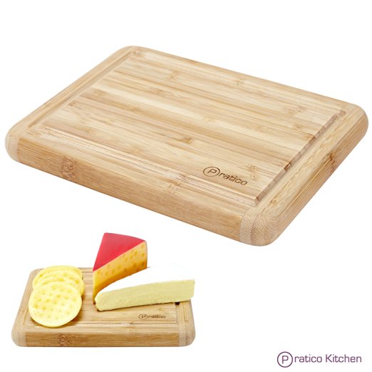Small Bamboo Cutting Board and Serving Tray with Juice Groove - 8 x 6 inches - Made Using Premium Bamboo