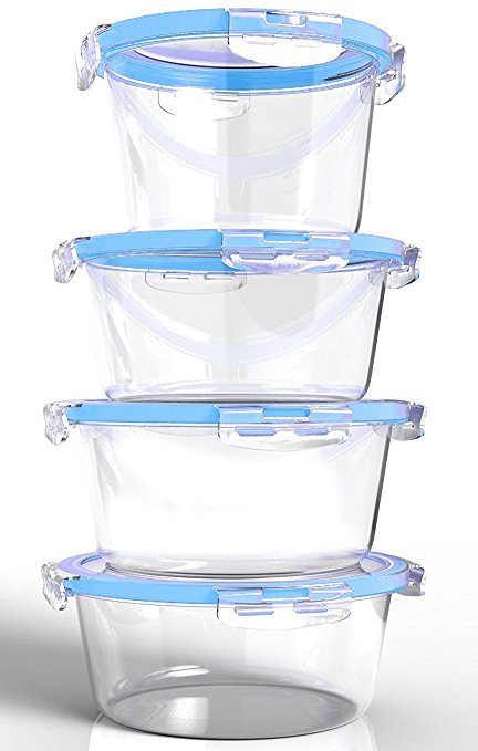 Royal Glass Food Storage Containers - 8-Piece Set - BPA Free and Microwave Safe without Lids - Perfect for Meal Prep