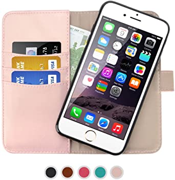 SHANSHUI Wallet Case Compatible with iPhone 6/6s/7/8 and iPhone SE(2020), Premium PU Leather RFID Blocking Detachable Magnetic Folio Flip Card Slot Kickstand Case - Rose Gold 4.7 ''