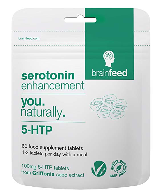 brain feed 5-htp Tablets 100mg | Serotonin Enhancement | 60 Tablets | 5-htp high Strength | Natural 5-htp from Griffonia Seed Extract | Manufactured in The UK