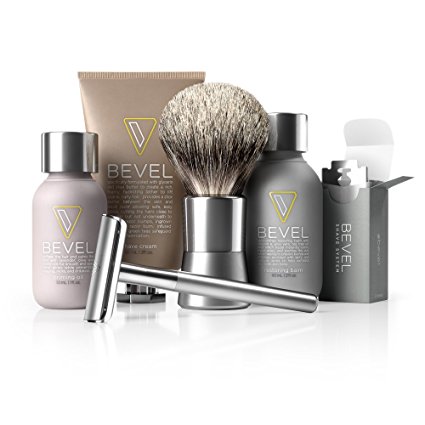 Bevel Shave System, 3- Month. Safety Razor, Shave Cream, Oil, Balm and 60 Blades. Clinically Tested
