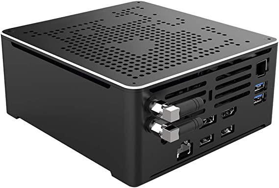 HUNSN 4K Mini PC, HTPC, NUC, Small Server, Support Proxmox, Vmware, ESXI, KODI, Intel XEON E-2176M, BY02, DP, HDMI, Type-C, 2 x LAN, Barebone, NO RAM, NO Storage, NO System