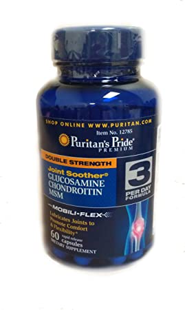 Puritan's Pride Double Strength Glucosamine Chondroitin Msm Joint Soother 60 Coated Caplets 1 Bottle