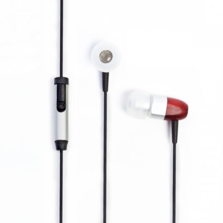 Thinksound ts02 mic 8mm Noise Isolating Wooden Headphone with Universal 1 Button Microphone (Silver/Cherry)