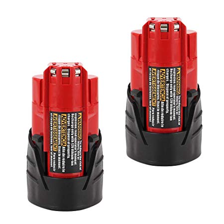 2 Pack 3.0Ah 12V Replacement for Milwaukee m12 battery XC Lithium 48-11-2401 48-11-2402 48-11-2411 48-11-2420 48-11-2440 batteries