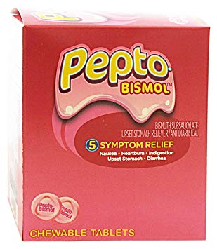 Pepto Bismol Individual Sealed 2 Tablets in a Packet (Box of 25 Packets) Total 50 Tablets