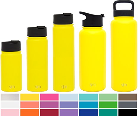 Simple Modern Summit Water Bottle   Extra Lid - Vacuum Insulated 18/8 Stainless Steel Powder Coated - 6 Sizes, 22 Colors