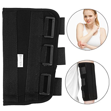 Elbow Support PM Night Splint, Hinged Elbow Arm Forarm Braces Support Splint Orthosis Orthotics Band Pad Belt Adjustable Immobilizer Strap Wrap Sleeve Protector (S)