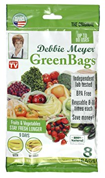 Debbie Meyer GreenBags Freshness-Preserving Food/Flower Storage Bags, Extra Large, 8-Pack