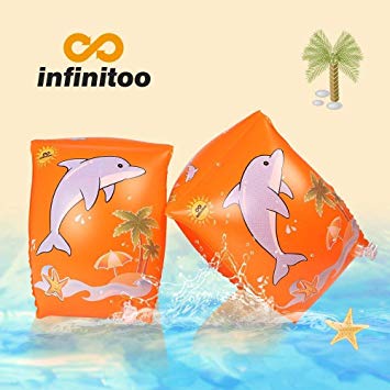 infinitoo Arm Bands | Swimming Armbands for Kids Toddlers over 3 Year Old, 12-30kg | Dolphin Inflatable Swimming Float | Assisted Kids Swimming for Pool,Water Park and Beach Activities