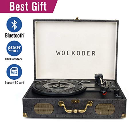 Turntable record player classic suitcase record vinyl turntable player LP,Bluetooth,USB/SD play,built-in speakers,unique design portable turntable player