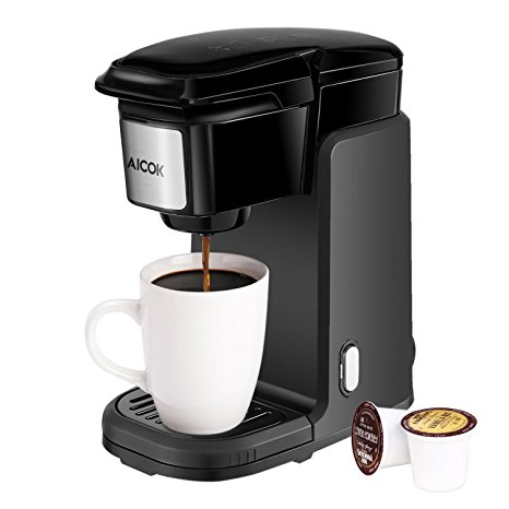 Aicok Single Serve Coffee Maker, Compact K Cup Coffee Maker With Removable Cover Easy To Wash For Home and Travel