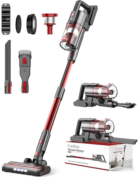 Fykee Cordless Vacuums, 85,000PRM Vacuum Cleaners with 2000mAh Rechargeable Battery, Cordless Vacuum Cleaner with 2 Suction Modes and up to 35min Runtime, Wireless Vacuum Cleaner for Home