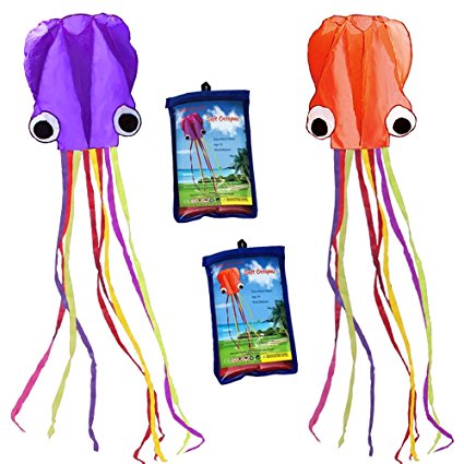 Hengda Kite-Pack 2 Colors autiful Large Easy Flyer Kite for Kids-software octopus-It's BIG! 31 Inches Wide with Long Tail 157 Inches Long-Perfect for Beach or Park by Hengda kite