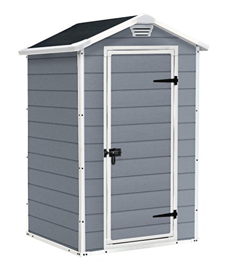 Keter Manor Outdoor Plastic Garden Storage Shed, 4 x 3 feet - Grey