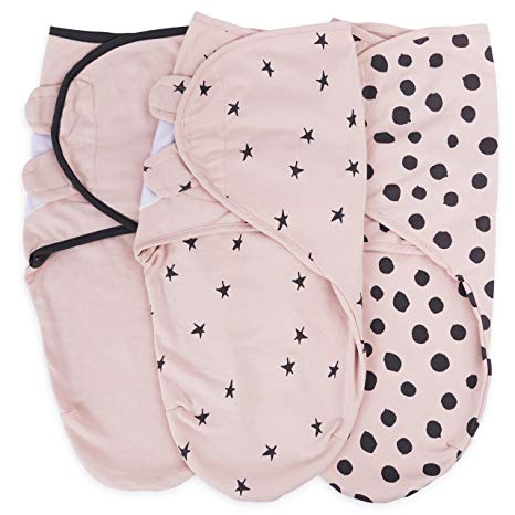 Adjustable Swaddle Blanket Infant Baby Wrap Set 3 Pack 0-3 Months by Ely's & Co. (Blush Pink, 0-3 Months)
