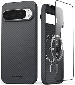 Thinborne Compatible with Pixel 9 Pro XL Case, [600D Aramid Fiber] [Magnetic] [Ultra Thin] [Minimalist Style] [Carbon Fiber] - Black