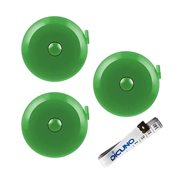 DiCUNO 60-Inch 1.5 Meter Soft and Retractable Tape Body Tailor Sewing Craft Cloth Dieting Measuring Tape (3 Pcs of Green with Soft Tape)