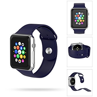 Apple Watch Band 38mm, Cindick Soft Silicone Sports Style Watch Straps for Apple Watch 38mm 2015 & 2016 All Models (Midnight Blue)