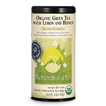 The Republic Of Tea Organic Green Tea With Lemon And Honey, 50 Tea Bag Tin