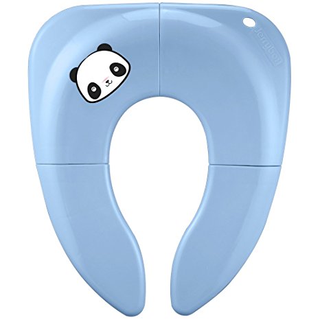 Jerrybox Foldable Travel Potty Seat for Babies, Toddlers Potty Seat, Toilet Training with Carrying Bag Blue [Updated Version]