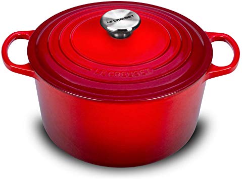 Le Creuset Cast Iron Dutch Oven - 5.25-quart Deep Round French Oven with Stainless Steel Knob (Cherry Red)