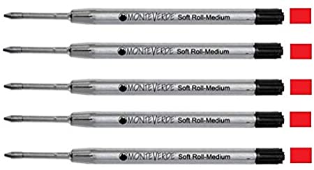 5 - Monteverde P13 Ballpoint Pen Refills to Fit Parker Ballpoint Pens, Medium Point, Bulk Packed (Red)