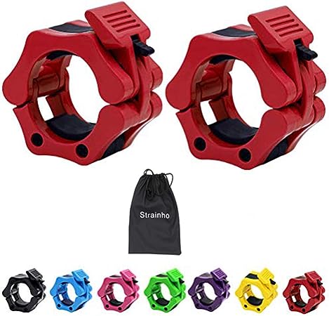 Strainho Olympic Weight Bar Clips - 2 inch Barbell Collars - Quick Release Olympic Barbell Clamp for Weightlifting, Olympic Lifts and Strength Training