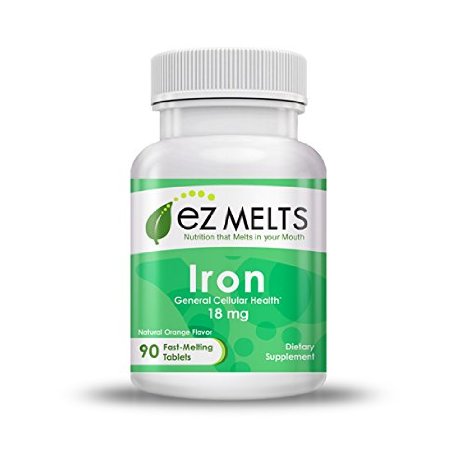 EZ Melts Iron Tablets, 18 mg, Orange, 90 Count