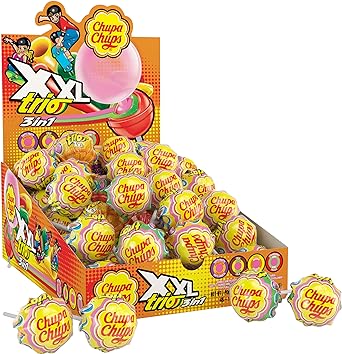 Chupa Chups - XXL Trio Lollipops - 48ct Assorted Flavours - Perfect for Snacking and Sharing