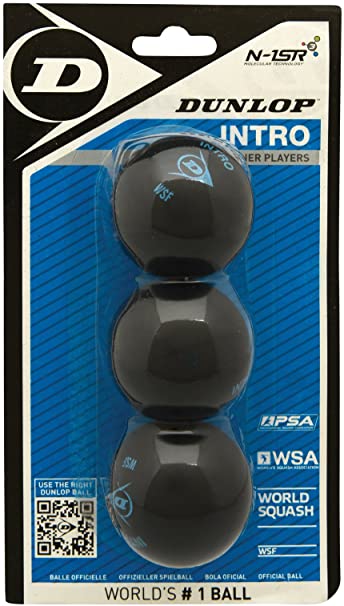 Dunlop INTRO Squash Balls Pack of 3 Suitable for Beginner Players