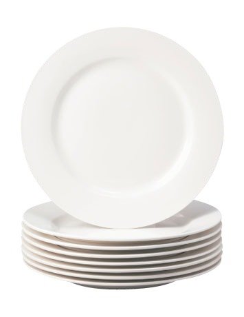 Thompson Pottery 8 Piece Basic Dinner Plates, White