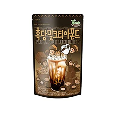 Gilim Tom's Farm Black Sugar Milk Tea Almond (190g 6.7 oz) Korea Sweet Nut Snack (1 Pack)