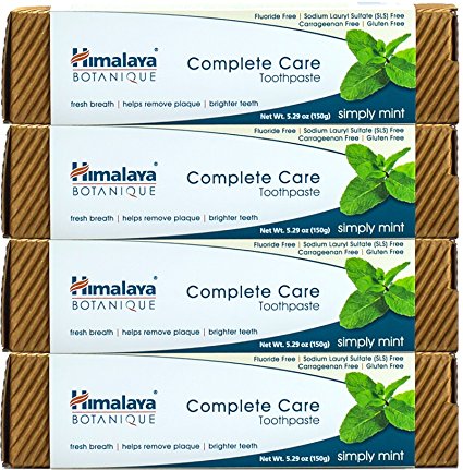 Himalaya Complete Care toothpaste - Simply Mint 5.29 oz/150 gm (4 Pack) Natural, Flouride-Free & SLS Free