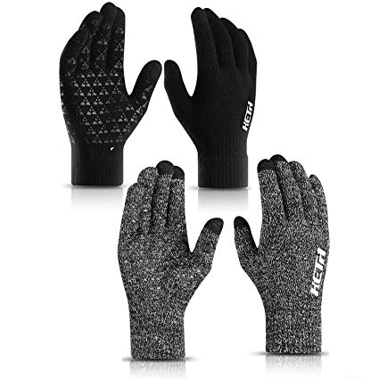 Winter Gloves for Men and Women with Touchscreen,Anti-Slip Silicone Gel Warm Wool Lining knitted Gloves