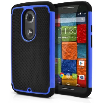 Moto X 2nd Gen Case, MagicMobile [Dual Armor Series] Hybrid Impact Resistant Moto X 2nd Generation Shockproof Tough Case Hard Plastic with Silicone Protective Case for Moto X 2 (2014) [Black/Blue]