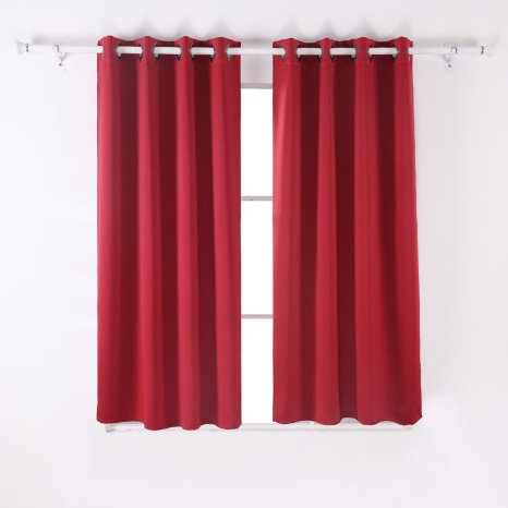 Deconovo Thermal Insulated Blackout Curtain Two Panel Maroon52 By 63-inch