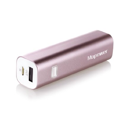 Portable Charger,Mopower 3000mAh Power Bank Lipstick-shaped Aluminum Metal External Backup Battery Pack for iPhone 6 4 5S 4S, iPad ,Galaxy S6 Note 3, iPod,HTC,Sony,LG, Mobile Digital Devices (Pink)