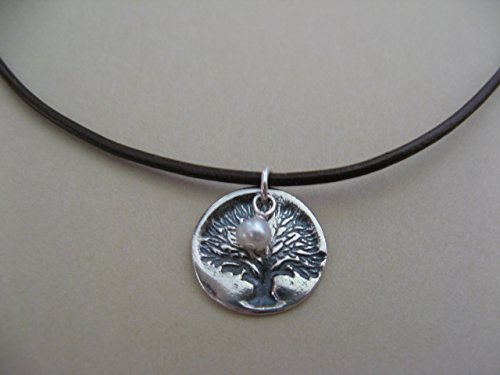 Leather Sterling Silver Tree of Life Necklace