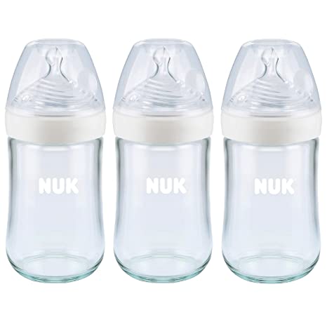 NUK Simply Natural Glass Bottles, 8 Oz, 3 Pack