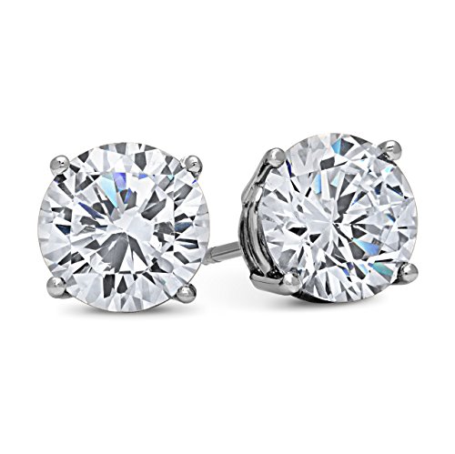 14k White Gold Solid Cubic Zirconia Stud Earrings (in sizes 0.5ct, 1ct, 1.5ct, 2ct, 3ct, 4ct)