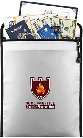 Fireproof Money & Document Bag, MoKo 15" x 11" Fire & Water Resistant Cash & Envelope Holder, Protect Your Valuables, Documents, Money, Jewelry, Zipper Closure for Maximum Protection, Silver