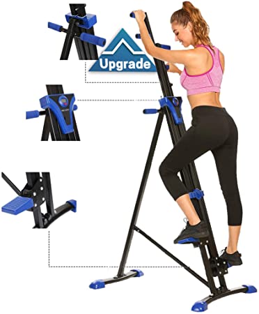 Mauccau Folding Exercise Step Machine & Indoor Vertical Climber - Home Gym, Total Body Workout Vertical Climber Machine,Training Hip Grips Legs Arms Abs Calf
